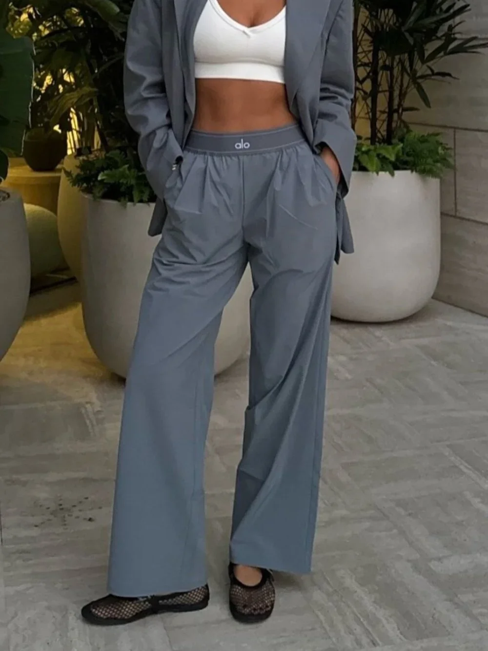 🧿Alo Yoga Suit Up Trouser Steel Grey Regular(30-inch)Tailored Look